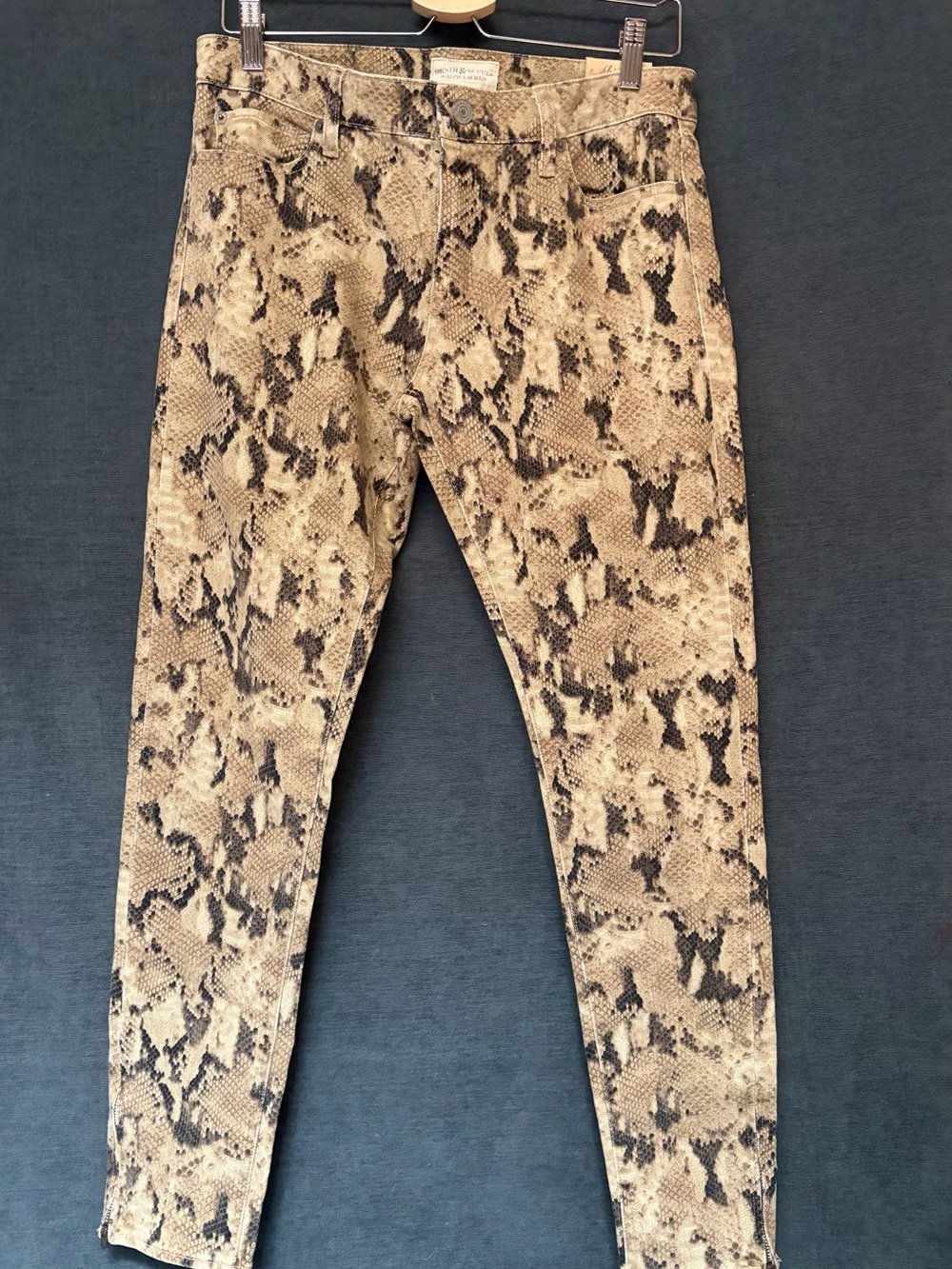 Denim & Supply Ralph Lauren Snake-Print Skinny Jeans in Tan and Black